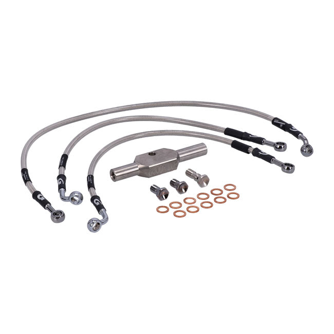 MCS by Goodridge brake line front, stainless clear coated BRAKE LINES Mcs