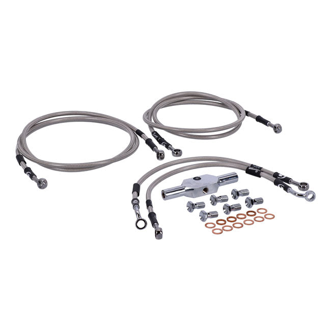 MCS by Goodridge brake line front, stainless clear coated BRAKE LINES Mcs