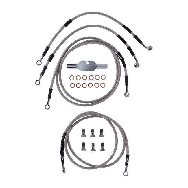 MCS by Goodridge brake line front, stainless clear coated BRAKE LINES Mcs