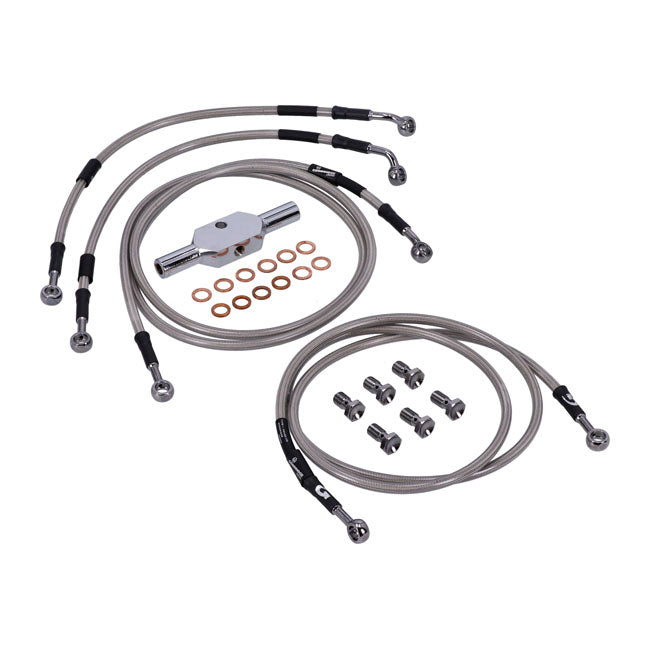 MCS by Goodridge brake line front, stainless clear coated BRAKE LINES Mcs