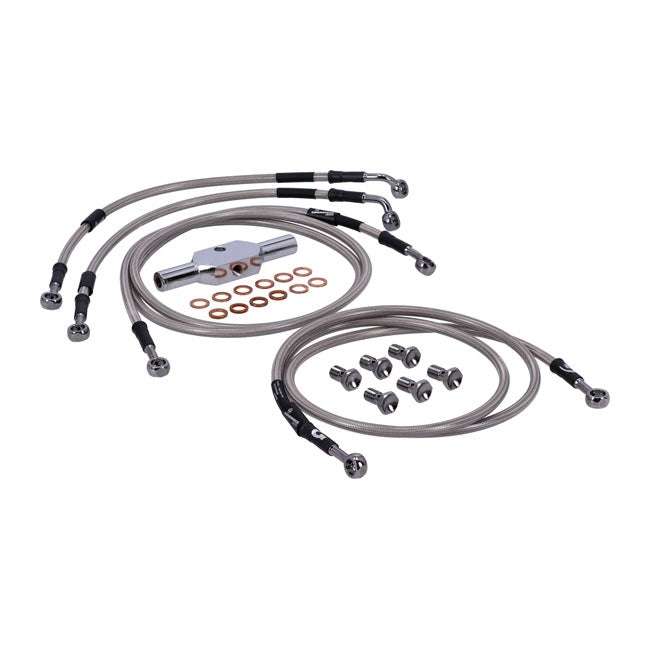 MCS by Goodridge brake line front, stainless clear coated BRAKE LINES Mcs