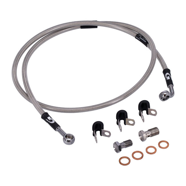 MCS by Goodridge brake line front, stainless clear coated BRAKE LINES Mcs