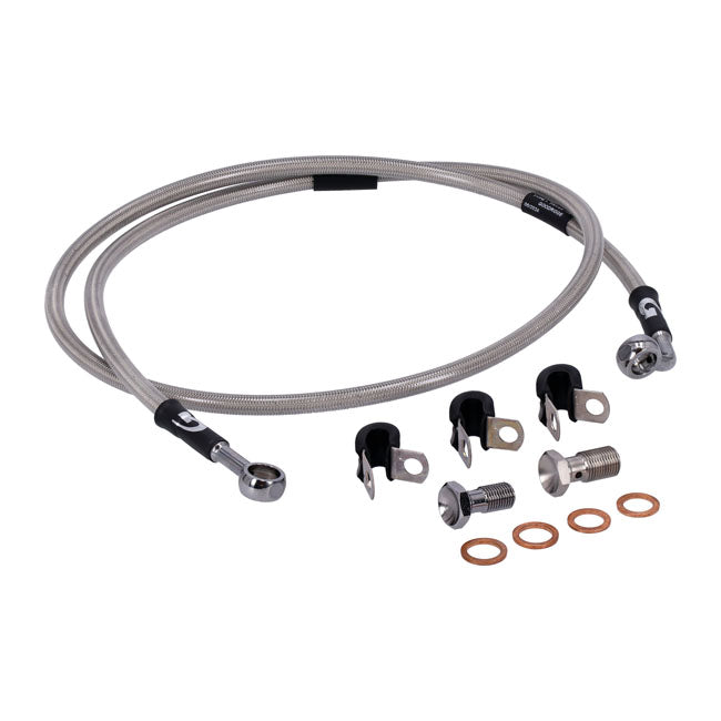 MCS by Goodridge brake line front, stainless clear coated BRAKE LINES Mcs