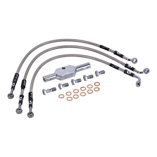 MCS by Goodridge brake line front, stainless clear coated BRAKE LINES Mcs