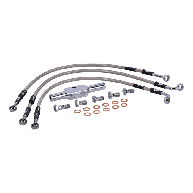 MCS by Goodridge brake line front, stainless clear coated BRAKE LINES Mcs