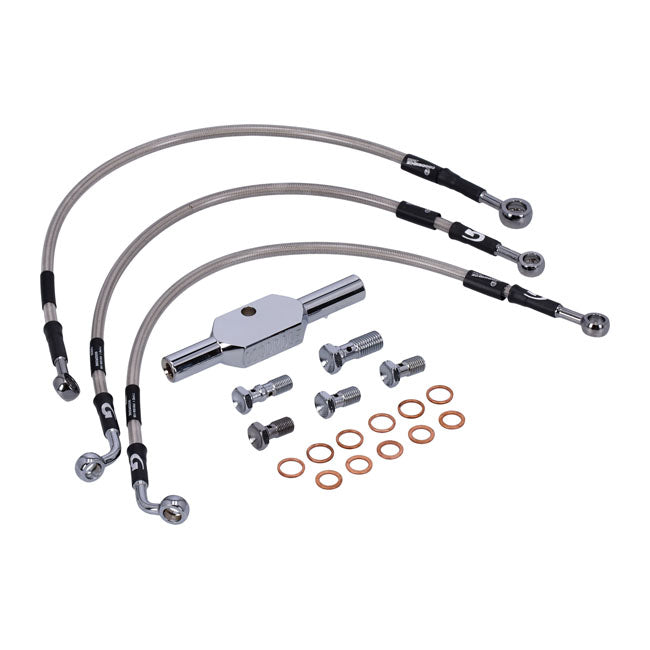 MCS by Goodridge brake line front, stainless clear coated BRAKE LINES Mcs