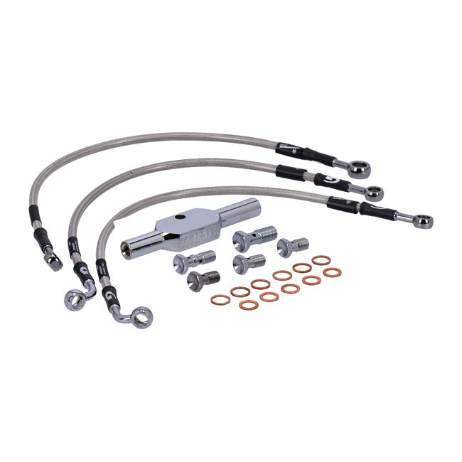 MCS by Goodridge brake line front, stainless clear coated BRAKE LINES Mcs