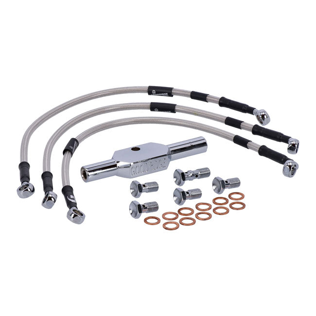 MCS by Goodridge brake line front, stainless clear coated BRAKE LINES Mcs