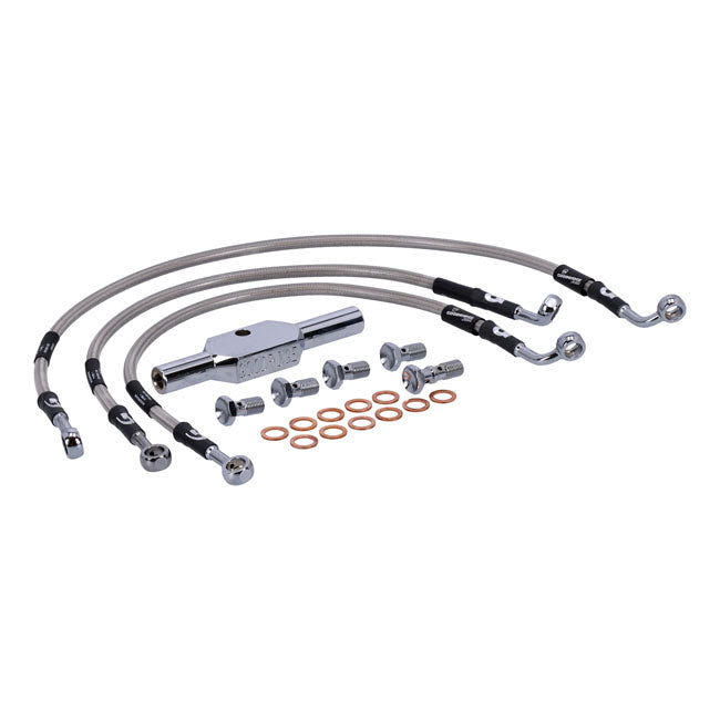 MCS by Goodridge brake line front, stainless clear coated BRAKE LINES Mcs
