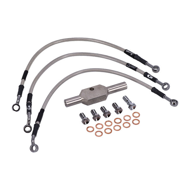 MCS by Goodridge brake line front, stainless clear coated BRAKE LINES Mcs