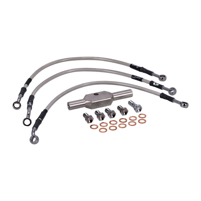MCS by Goodridge brake line front, stainless clear coated BRAKE LINES Mcs