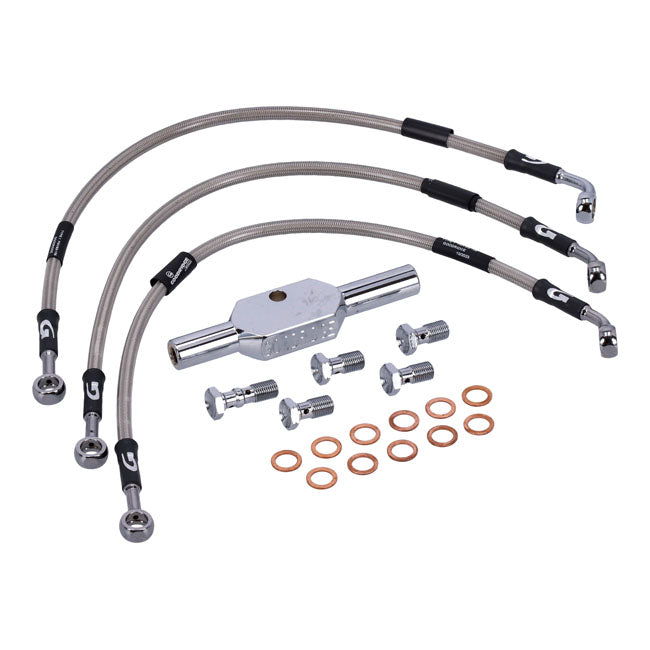 MCS by Goodridge brake line front, stainless clear coated BRAKE LINES Mcs