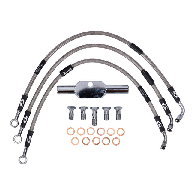 MCS by Goodridge brake line front, stainless clear coated BRAKE LINES Mcs