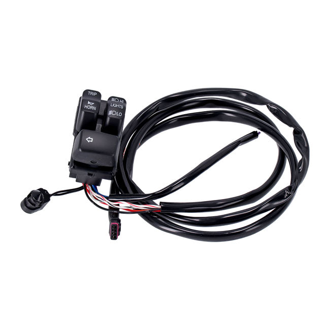 Handlebar Switch & Wiring Kit, Clutch Side. Black Switches Handlebar Mcs