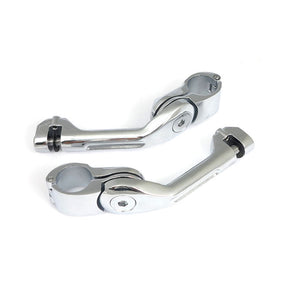 Engine Guard, Angled Foot Peg Mount Kit. Long. Chrome Footpegs Brackets Mcs