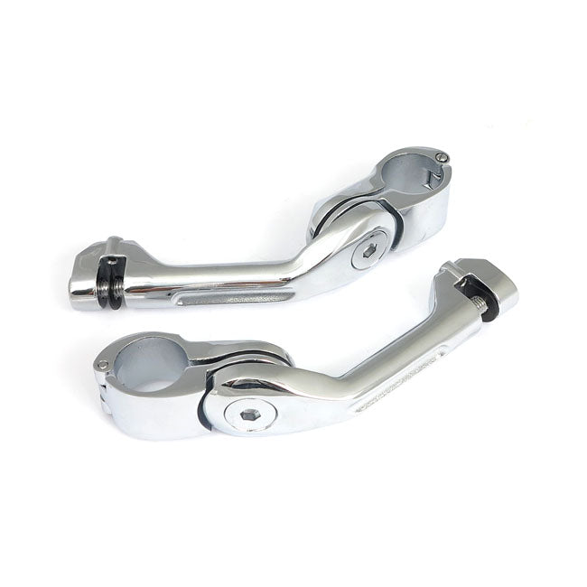 Engine Guard, Angled Foot Peg Mount Kit. Long. Chrome Footpegs Brackets Mcs