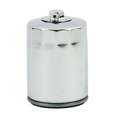 Mcs, Spin On Oil Filter, With Top Nut For M8. Chrome Oil Filters Mcs