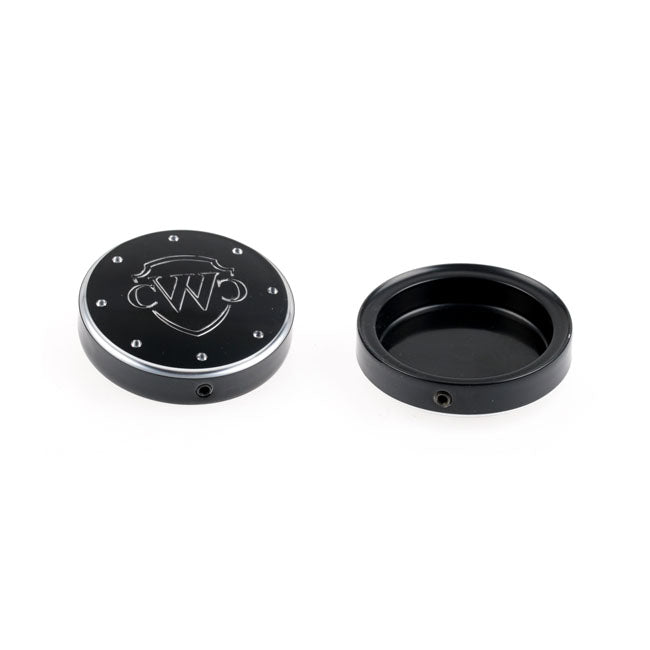 Cult-Werk, 2-piece fork tube cap bolt cover kit, Logo FORK CAPS Cult Werk