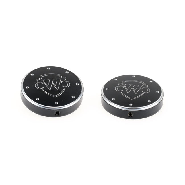 Cult-Werk, 2-piece fork tube cap bolt cover kit, Logo FORK CAPS Cult Werk