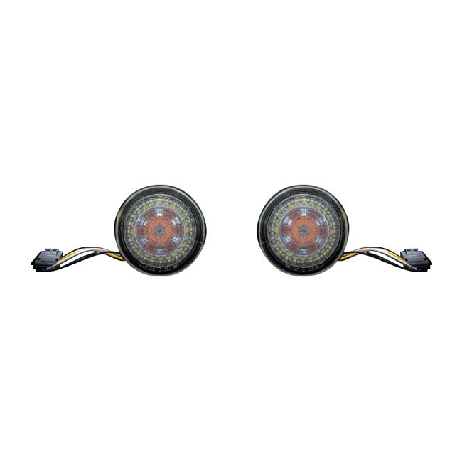 Custom Dynamics ProBeam® Amber/White Dynamic Ringz, Smoked - Touring Turn Signals Inserts Custom Dynamics