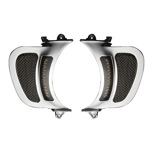 Custom Dynamics Vent Inserts LED Turn Signal, Chrome - 15+ Touring Fairing Accents Custom Dynamics