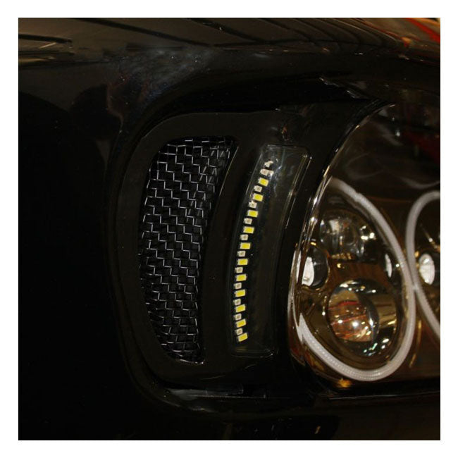 Custom Dynamics Vent Inserts LED Turn Signal, Gloss Black & Black - 15+ Touring Fairing Accents Custom Dynamics