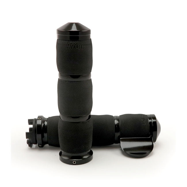 Avon air cushioned grips, heated, black anodized, w/throttle GRIPS Avon Grips