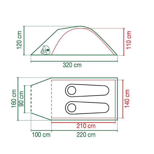 Coleman Darwin 2+ tent dark grey/army green CAMPING AND OUTDOOR Coleman