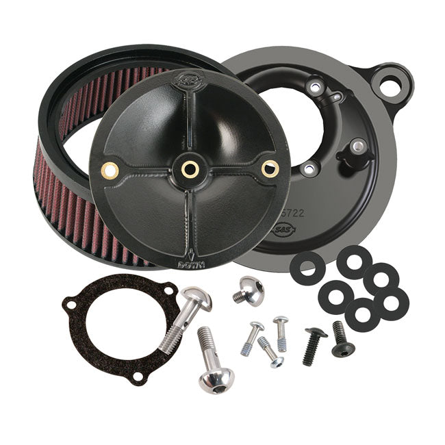 S&S Cycle Air Cleaner Kits Stealth W/O Cover For 66 Mm Throttle Hog Bodies Black Air Cleaner S&S Cycle
