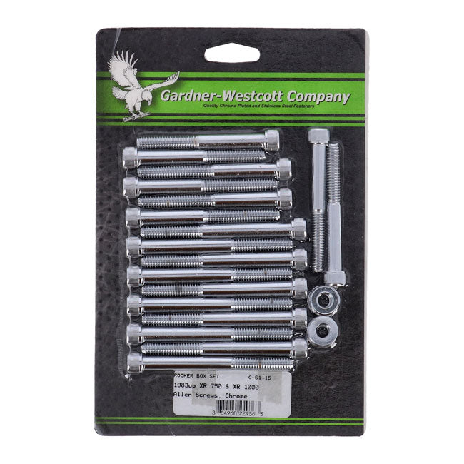 Gw, Xr Sportster Rocker Box Bolt Kit. Allenhead, Chrome Rocker Box Bolt Kits Gardner Westcott