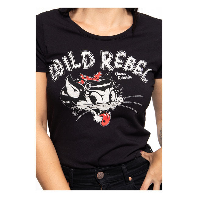 Queen Kerosin Wild Rebel t-shirt black T-Shirt King Kerosin