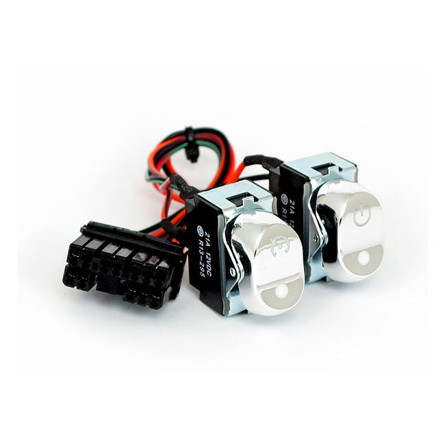 Rocker Switch Kit, Inner Fairing. Cruise/Acc. Chrome Switches Universal Mcs