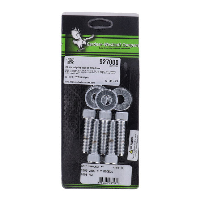 Gw, Rear Belt Pulley Mount Kit, Allen Chrome Pulley/Sprocket Mount Kits Gardner Westcott