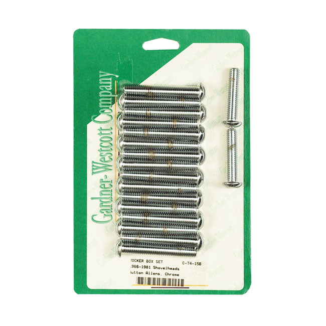 Gw, Shovel Rocker Box Bolt Kit. Buttonhead, Chrome Rocker Box Bolt Kits Gardner Westcott