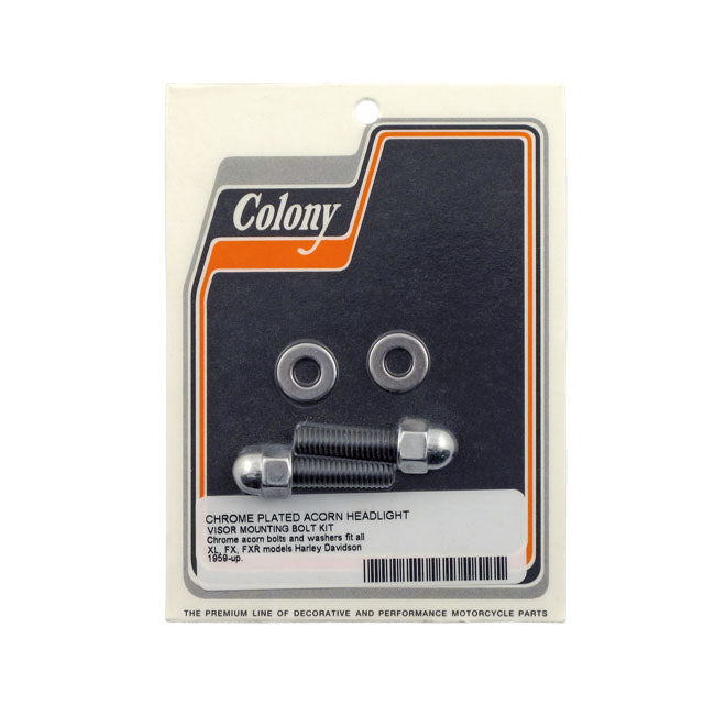 Colony, headlamp visor mount bolt kit. Chrome Acorn HEADLAMP VISORS Colony