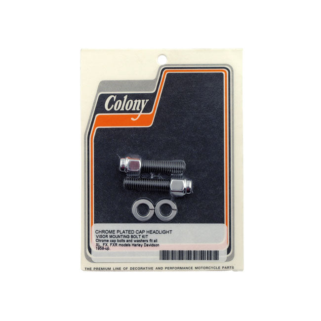 Colony, headlamp visor mount bolt kit. Chrome Cap HEADLAMP VISORS Colony