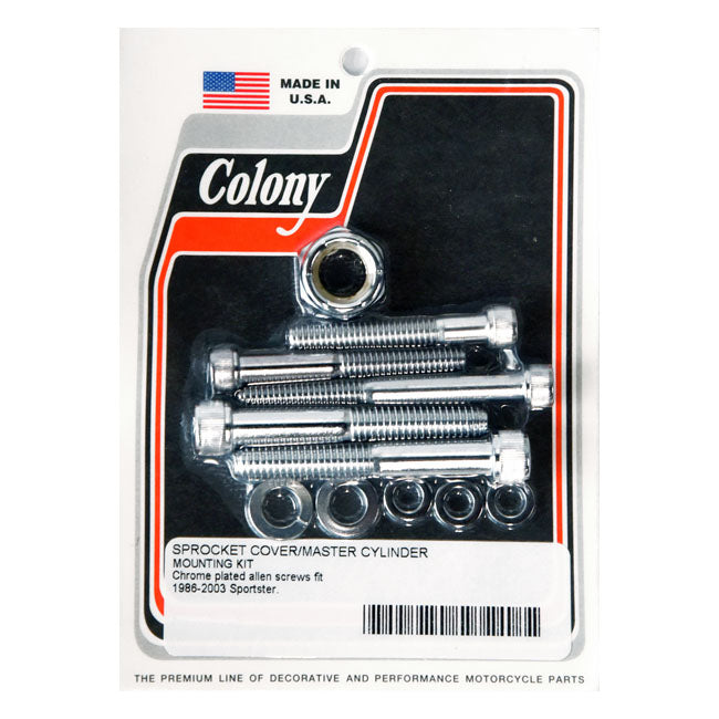 Colony, sprocket cover & master cyl. mount kit chrome SPROCKET COVER MOUNT KITS Colony