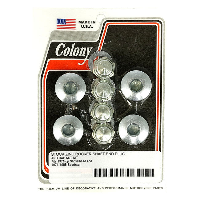 Colony, rocker shaft plug & nut kit. Buttonhead. Zinc ROCKER SHAFT END PLUGS Colony