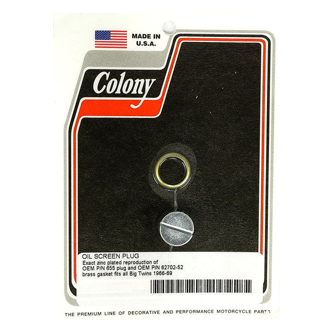 Colony, OEM style slotted plug oil screen crankcase. Zinc LOWER END MISC Colony