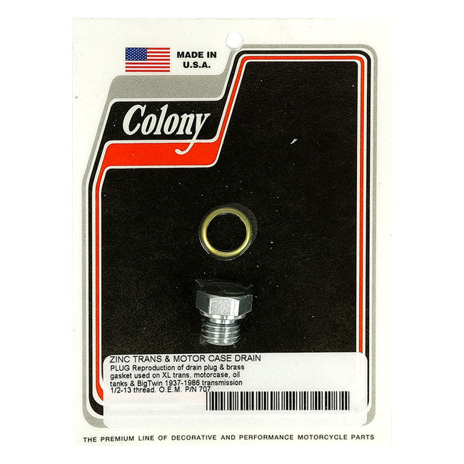 Colony, oil drain plug. 1/2-13. Hex head OIL DRAIN PLUGS Colony