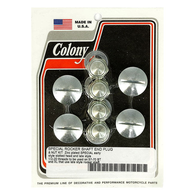 Colony, rocker shaft plug & nut kit. Slotted. Zinc ROCKER BOX MOUNT KITS Colony