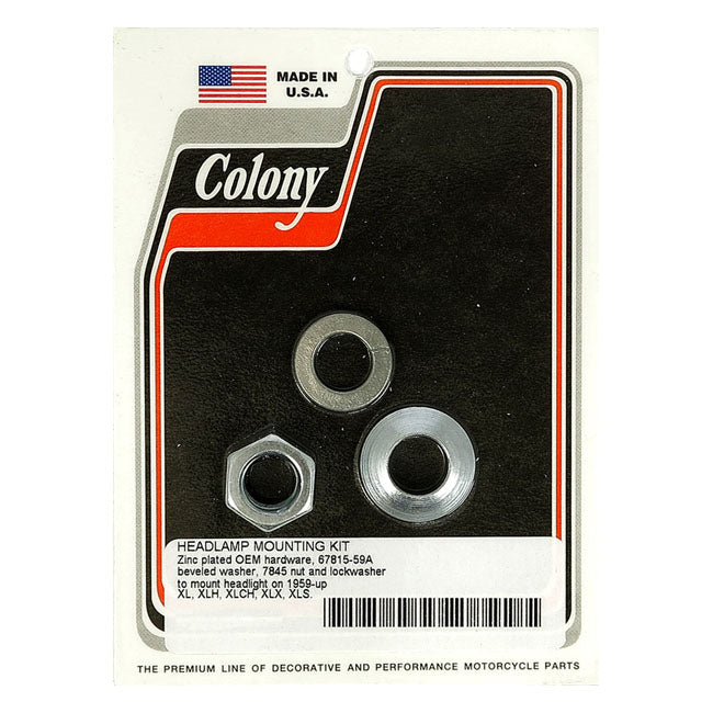 Colony, headlamp mount kit. Zinc HEADLAMP MOUNTING Colony