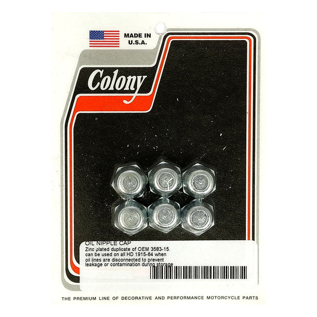 Colony, oil line nipple cap set. Zinc OIL LINES PARTS/COVERS Colony