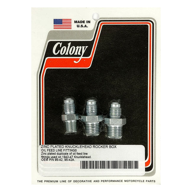 Colony, Knuckle rocker box oil feed fitting. Zinc ROCKER COVER MOUNT KITS Colony