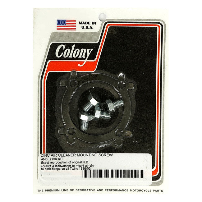 Colony, Linkert air cleaner mount screw & lock kit. Zinc AIRCLEANER HARDWARE Colony