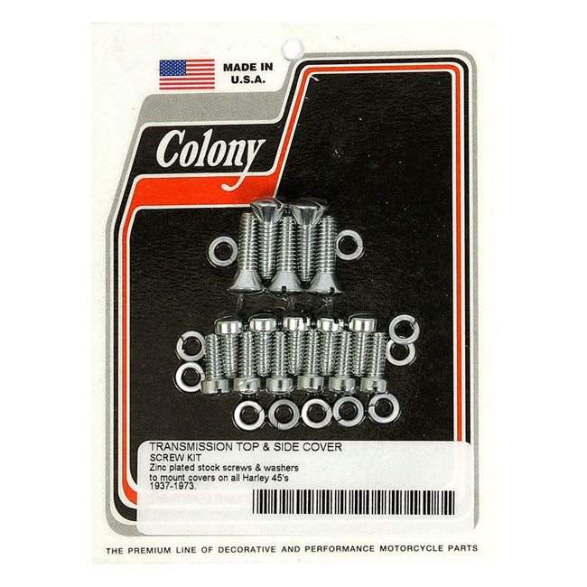 Colony, transmission top & side cover screw kit. Zinc TRANSMISSION MOUNT KITS Colony
