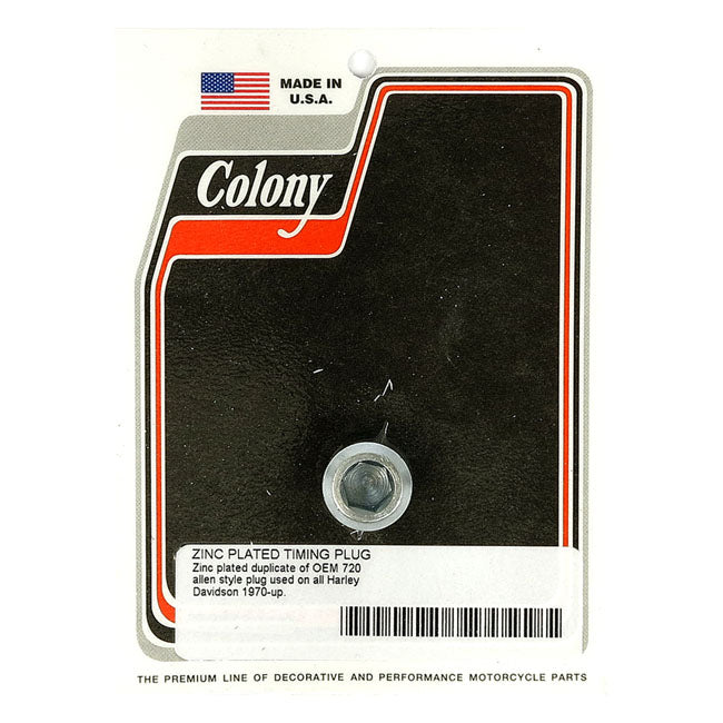 Colony, timing plug. OEM style allen. Zinc OIL DRAIN PLUGS Colony