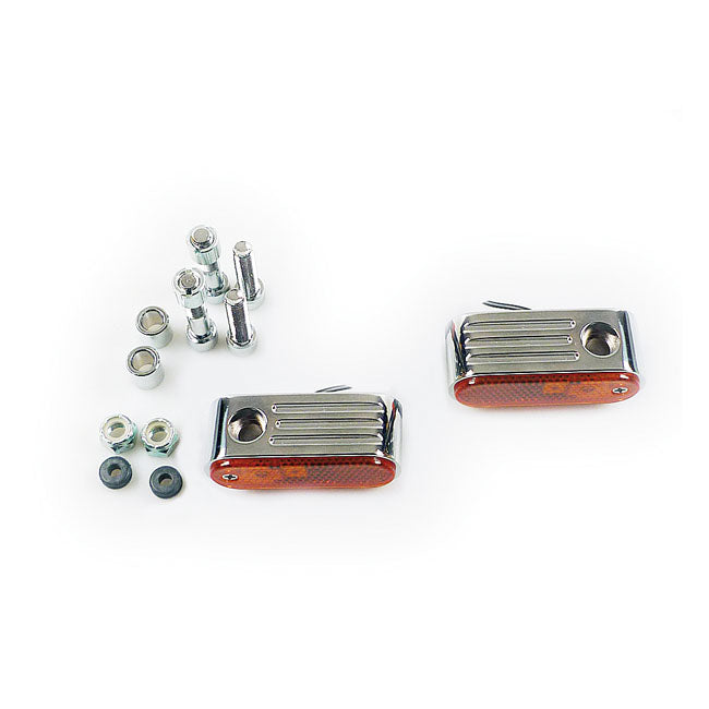 Lango, Turn Signals. Chrome. Amber Lens. Sf Marker Lights Mcs