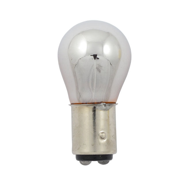 Light Bulb #1157. 12v 21/5w. Amber Glass/Chrome