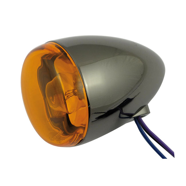 Chris, bullet turn signal. Black nickel. Amber lens Turn Signals Chris Products